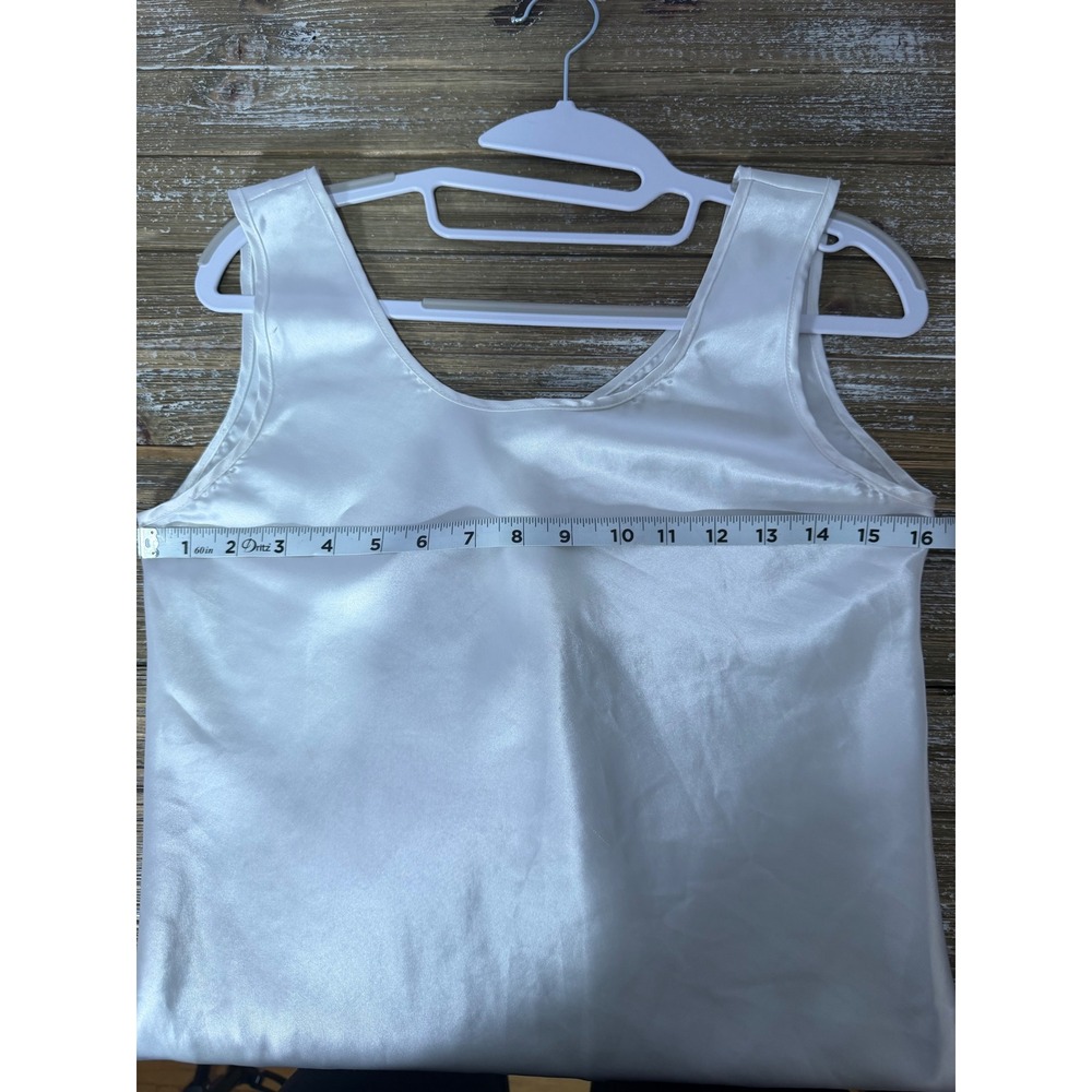 Vintage Night Magic Cinema Etoile Satin Tank Top Ivory Coquette Y2K Layering S - Picture 4 of 5